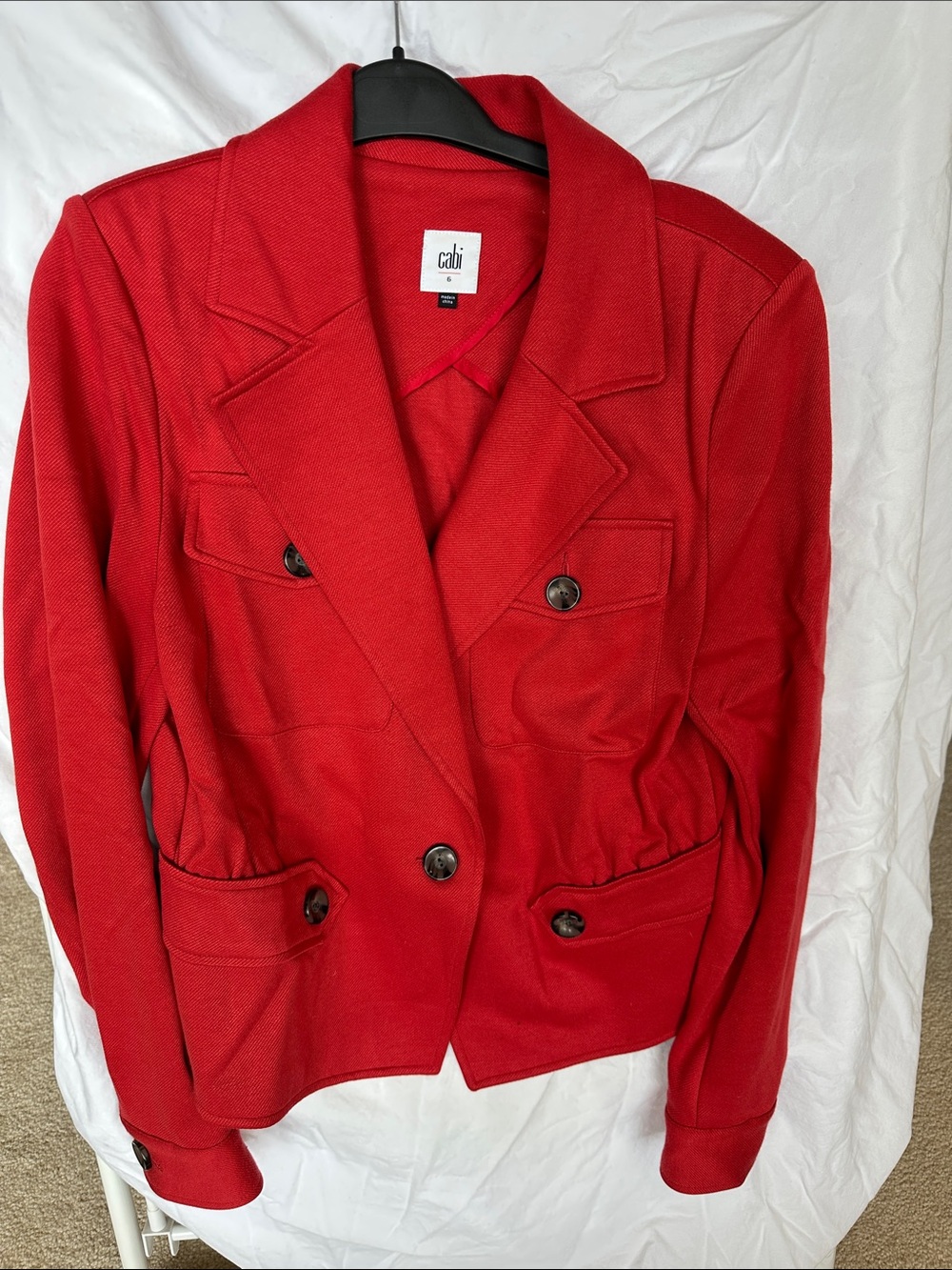 CAbi Vibrant Red Double-Breasted Blazer